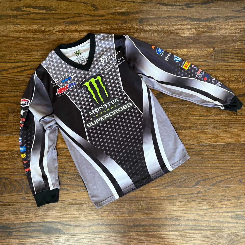 Monster Energy Supercross Long Sleeve Jersey - Black and Gray Large